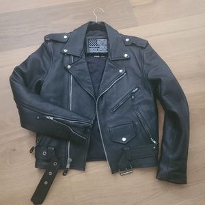 Black Leather Moto JACKET